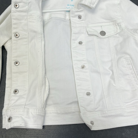 Cat & Jack Girls White Jean Jacket- size medium (7/8) - Picture 6 of 9
